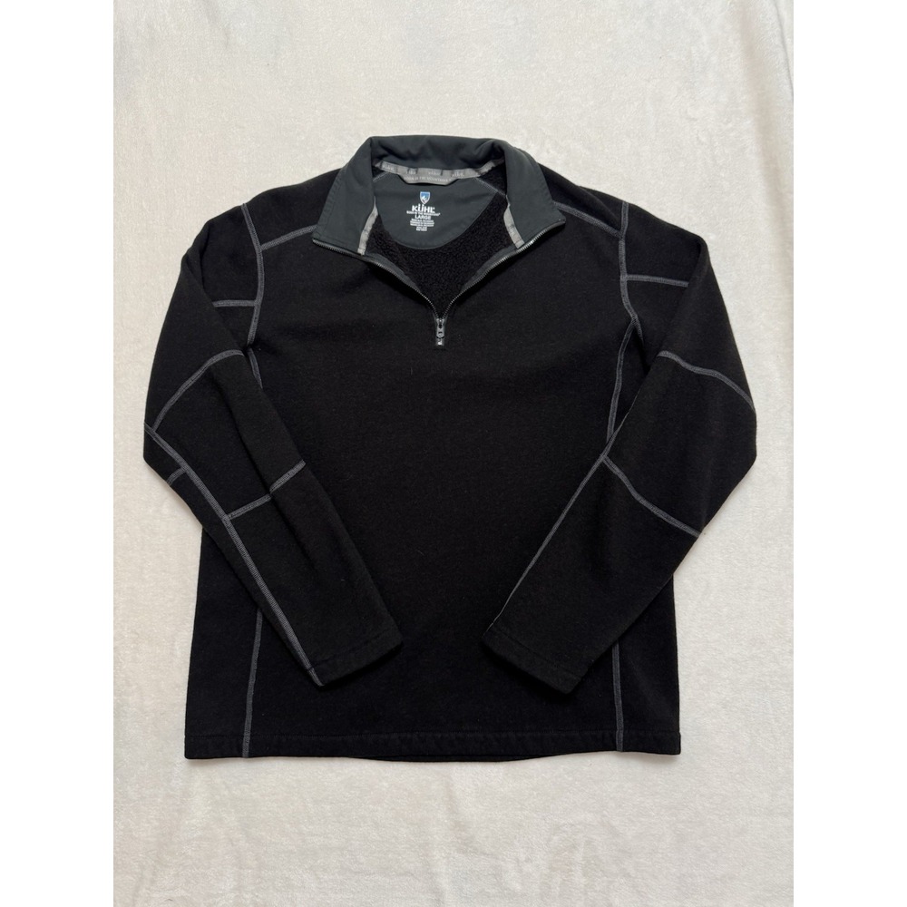 KUHL Men's Born in the mountains Kashmira 1/4 Zip Pullover Sweater Black Sz L - Picture 1 of 9